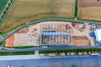Baustelle für Neubau der Südpfalzwerkstatt in Offenbach an der Queich im Bundesland Rheinland-Pfalz, Deutschland
