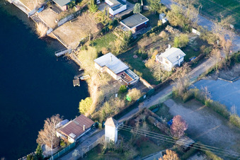 Mittelweg am Schwanenweiher im Naherholungsgebiet Blaue Adria in Altrip im Bundesland Rheinland-Pfalz, Deutschland