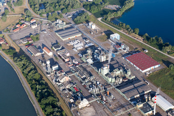 Luftaufnahme von Lauterbourg, Hafen im Bundesland Bas-Rhin, Frankreich