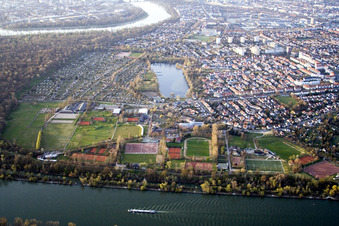 Luftbild von Sportanlagen, Stollenwörthweier im Ortsteil Neckarau in Mannheim im Bundesland Baden-Württemberg, Deutschland
