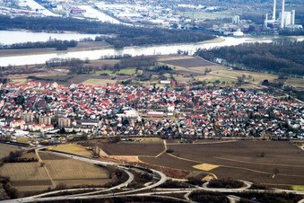 Maximiliansau von Nordwesten in Wörth am Rhein im Bundesland Rheinland-Pfalz, Deutschland