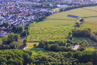 Maislabyrinth am Seehof (Aussiedlerhof) in Leimersheim im Bundesland Rheinland-Pfalz, Deutschland