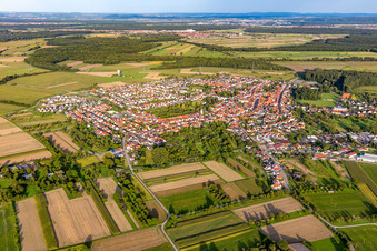Luftbild von Liedolsheim von Westen in Dettenheim im Bundesland Baden-Württemberg, Deutschland