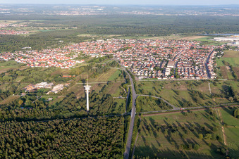 Drohnenbild von Philippsburg im Bundesland Baden-Württemberg, Deutschland