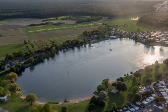 Sankt Leon, St. Leoner See, Wasserskianlage in St. Leon-Rot im Bundesland Baden-Württemberg, Deutschland aus der Vogelperspektive