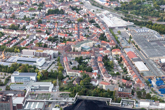 Ortsteil Neckarau in Mannheim im Bundesland Baden-Württemberg, Deutschland von oben