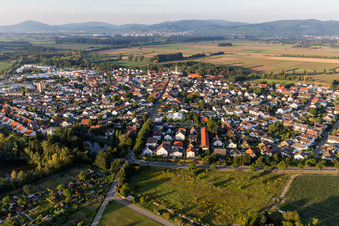 Luftbild von Hüttenfeld von Südwesten in Lampertheim im Bundesland Hessen, Deutschland