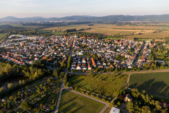 Luftaufnahme von Hüttenfeld von Südwesten in Lampertheim im Bundesland Hessen, Deutschland
