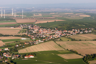 Schrägluftbild von Ortsteil Dittelsheim in Dittelsheim-Heßloch im Bundesland Rheinland-Pfalz, Deutschland