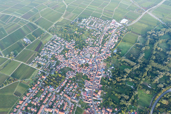 Ortsteil Godramstein in Landau in der Pfalz im Bundesland Rheinland-Pfalz, Deutschland aus der Drohnenperspektive