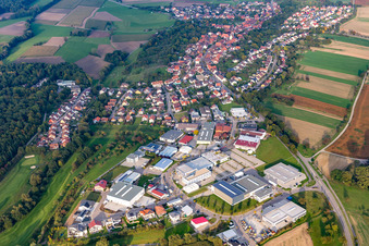 Luftbild von Industriegebiet Otto-Hahn-Straße im Ortsteil Dürrn in Ölbronn-Dürrn im Bundesland Baden-Württemberg, Deutschland