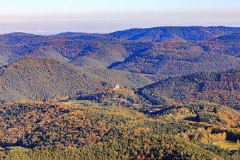 Burg Berwartstein von Westen in Erlenbach bei Dahn im Bundesland Rheinland-Pfalz, Deutschland