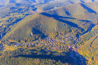 Luftbild von Dorfansicht im Pfälzerwald aus Süden in Lug im Bundesland Rheinland-Pfalz, Deutschland