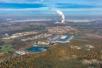 Philippsburg im Bundesland Baden-Württemberg, Deutschland von einer Drohne aus