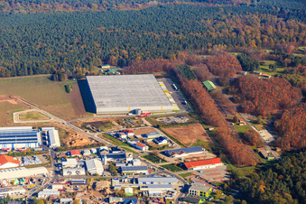 Industriegebiet Waldstückerring mit Logistikhalle für Continental Reifen Gmbh und FIEGE Logistik aus Südwesten in Bellheim im Bundesland Rheinland-Pfalz, Deutschland