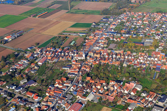 Waldstraße aus Süden in Ottersheim bei Landau im Bundesland Rheinland-Pfalz, Deutschland