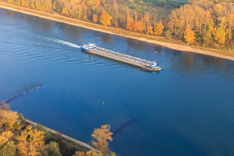 Tankschiff auf dem Rhein im Ortsteil Rußheim in Dettenheim im Bundesland Baden-Württemberg, Deutschland