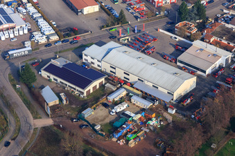 Barthelsmühlring mit Drehleiter-Werkstatt Beitel und Stier GmbH,  Ronnys Folienwelt GmbH und  Liquid Hydraulik GmbH im Ortsteil Minderslachen in Kandel im Bundesland Rheinland-Pfalz, Deutschland