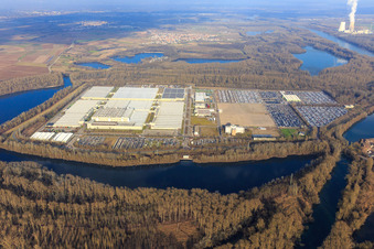 Insel Grün mit Mercedes-Benz Global Logistics Center und MOSOLF Logistics & Services GmbH in Germersheim im Bundesland Rheinland-Pfalz, Deutschland
