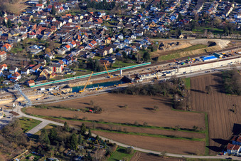 ICE Trassenbaustelle mit Betonsarg und  Eisenbahntunnel Rastatt Portal Süd im Ortsteil Niederbühl im Bundesland Baden-Württemberg, Deutschland