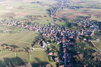 Luftbild von Oberhoffen-les-Wissembourg in Oberhoffen-lès-Wissembourg im Bundesland Bas-Rhin, Frankreich