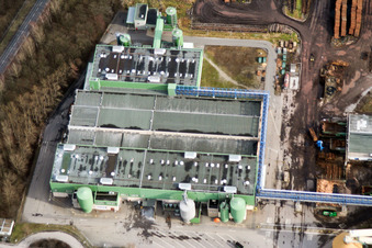 Luftaufnahme von Papierfabrik Stora Enso im Ortsteil Knielingen in Karlsruhe im Bundesland Baden-Württemberg, Deutschland