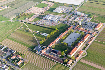 Schrägluftbild von Le Quartier Hornbach in Neustadt an der Weinstraße im Bundesland Rheinland-Pfalz, Deutschland