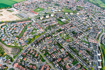 Ortsteil Linkenheim in Linkenheim-Hochstetten im Bundesland Baden-Württemberg, Deutschland aus der Luft