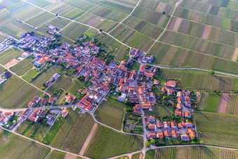 Dorfübersicht aus Südosten in Flemlingen im Bundesland Rheinland-Pfalz, Deutschland