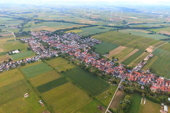 Ortsansicht aus Südwesten in Freckenfeld im Bundesland Rheinland-Pfalz, Deutschland