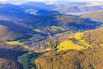 Ortsansicht aus Südwesten in Kirchzell im Bundesland Bayern, Deutschland