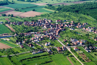 Luftbild von Dorfansicht in Dieffenbach-lès-Wœrth im Bundesland Bas-Rhin, Frankreich