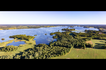 Waldgebiete an Uferbucht im moorfarbenen Åsnen-See bei Vrankunge in Småland in Kronobergs län in Grimslöv, Schweden