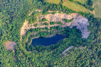 Schrägluftbild von Basalt-Steinbruch in Forst an der Weinstraße im Bundesland Rheinland-Pfalz, Deutschland