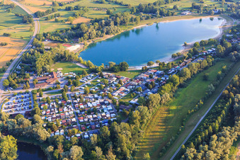 Luftbild von Camping Park Rastatter Freizeitparadies am See im Ortsteil Plittersdorf im Bundesland Baden-Württemberg, Deutschland