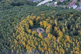 Ruine und Mauerreste der ehemaligen Burganlage Burg Schlössel in Klingenmünster im Bundesland Rheinland-Pfalz, Deutschland