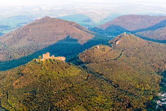 Luftbild von Die 3 Burgen Trifels, Anebos und Münz im Ortsteil Bindersbach in Annweiler am Trifels im Bundesland Rheinland-Pfalz, Deutschland