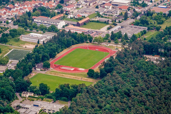 Luftbild von Fussballstadion des SV Rülzheim 1920 eV im Bundesland Rheinland-Pfalz, Deutschland