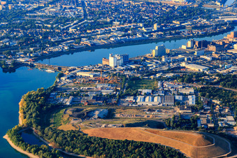 Gewerbegebiet auf der Friesenheimer Insel mit  SteloTec GmbH und Heinrich Helfert GmbH & Co. KG im Ortsteil Neckarstadt-West in Mannheim im Bundesland Baden-Württemberg, Deutschland