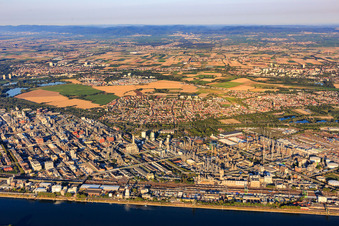 Drohnenaufname von Ortsteil BASF in Ludwigshafen am Rhein im Bundesland Rheinland-Pfalz, Deutschland