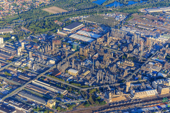 Ortsteil BASF in Ludwigshafen am Rhein im Bundesland Rheinland-Pfalz, Deutschland aus der Luft
