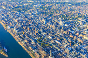 Drohnenbild von Ortsteil BASF in Ludwigshafen am Rhein im Bundesland Rheinland-Pfalz, Deutschland