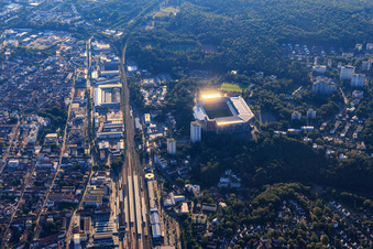 Luftbild von Fritz-Walter-Stadion des  1. FC Kaiserslautern aus Westen im Bundesland Rheinland-Pfalz, Deutschland