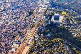 Luftbild von Fritz-Walter Stadion des FCK auf dem Betzenberg in Kaiserslautern im Bundesland Rheinland-Pfalz, Deutschland