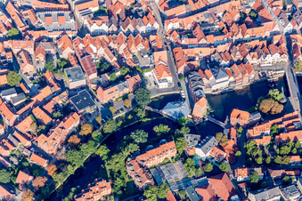 Gebäudekomplex der Hotelanlage Abtsmühle in Lüneburg im Bundesland Niedersachsen, Deutschland