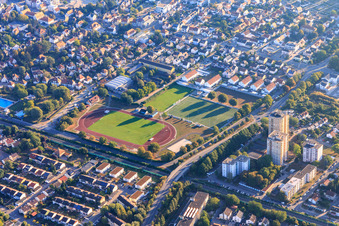 Starkenburg-Stadion, Nibelungenhalle in Heppenheim im Bundesland Hessen, Deutschland