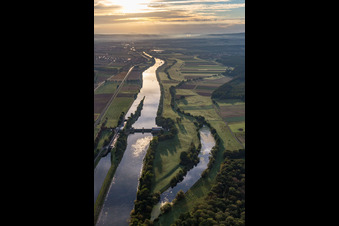 Luftbild von Ottendorf, Schleuse in Gädheim im Bundesland Bayern, Deutschland