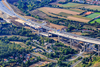 Baustelle an der A3 auf der Talbrücke Heidingsfeld in Würzburg im Bundesland Bayern, Deutschland