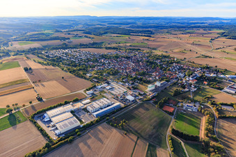 Ortsansicht aus Osten mit MANN & SCHRÖDER COSMETICS GROUP in Hüffenhardt im Bundesland Baden-Württemberg, Deutschland