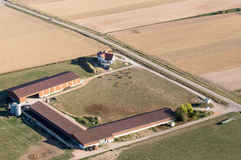 Schleithal im Bundesland Bas-Rhin, Frankreich aus der Drohnenperspektive
